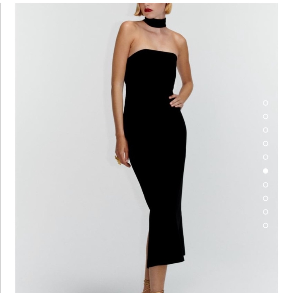 NWT Zara Draped Midi Dress with Choker
